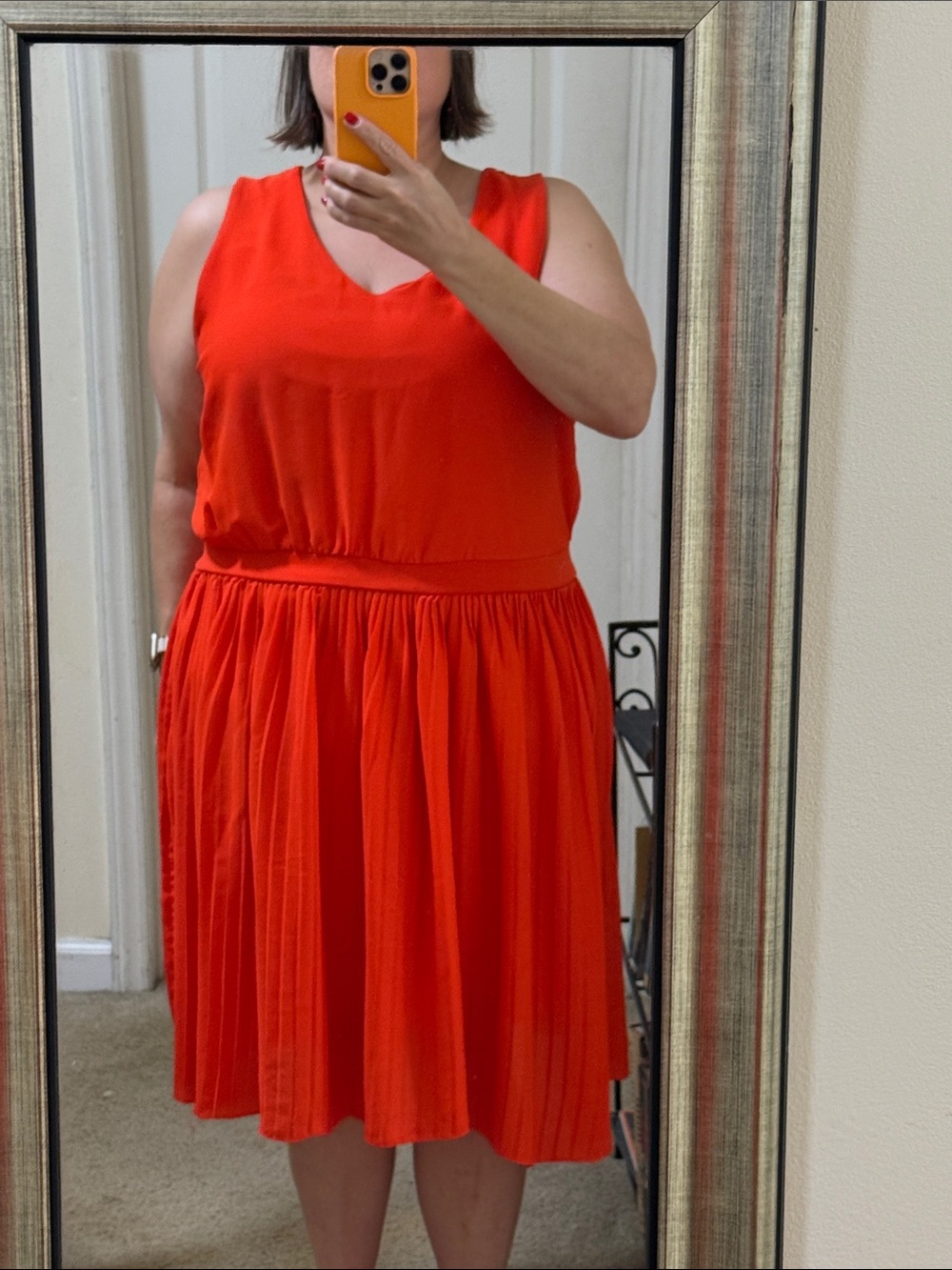 Ashley Stewart Orange Sleeveless V-Neck Dress sz 22/24
